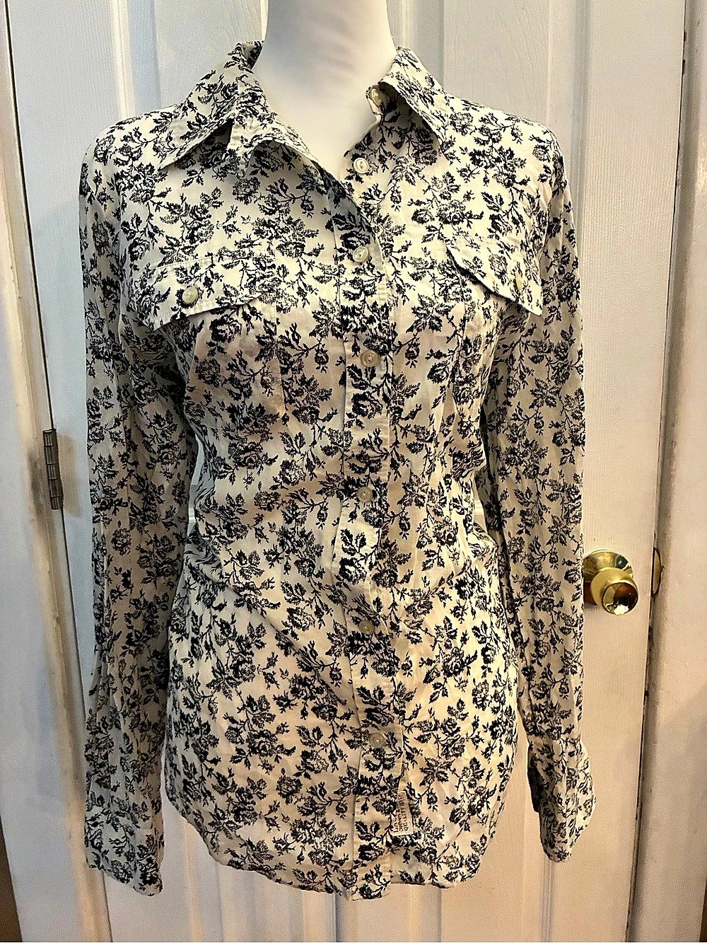 LRL Ralph Lauren Women's Floral Toile Cotton Long Sleeve Button Up Blouse XL